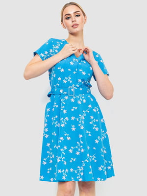 Платье голубое в цветочный принт | 6617734