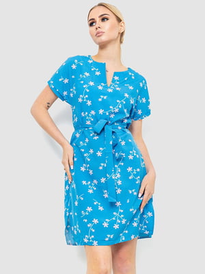 Сукня блакитна в квітковий принт | 6617769