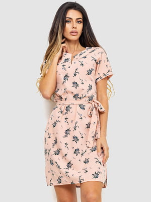 Платье персиковое в цветочный принт | 6617770