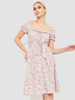 Платье пудровое в цветочный принт | 6617782
