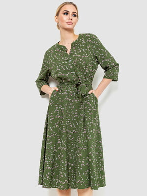Платье зеленое в цветочный принт | 6617797