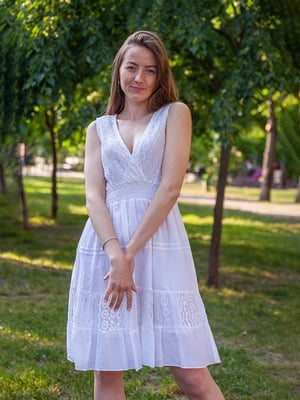 Сукня біла з мереживними вставками | 6506308