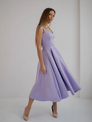 Сукня-міді лавандового кольору з пишною спідницею | 6506388