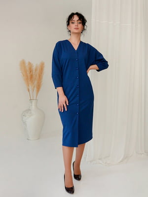 Синя стильна сукня на гудзиках | 6629755