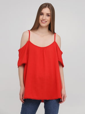 Блуза червона з відкритими плечима | 5852403
