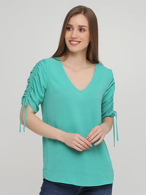 Блуза зеленая с функциональными кулисками | 5852407