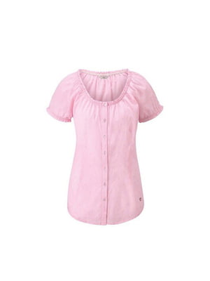 Приталена рожева блуза в клітинку | 6255094