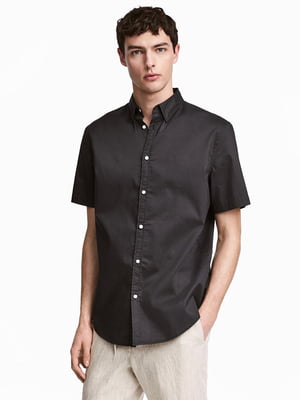 Темно-серая хлопковая рубашка-тенниска Slim fit | 6255140