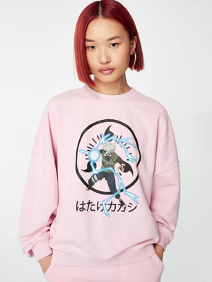 Розовый свитшот с принтом Naruto | 6255159