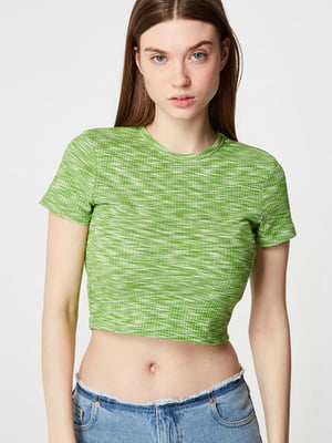 Укорочена футболка зеленого кольору | 6255346