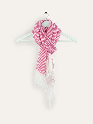 Біло-рожевий шарф у смужку | 6303385
