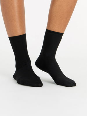 Набір чорних однотонних високих шкарпеток (6 пар) | 6303503