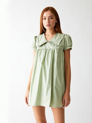 Платье зеленое с воротником | 6303613