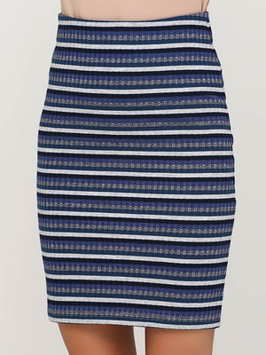 Синяя юбка-карандаш в полоску | 6303671