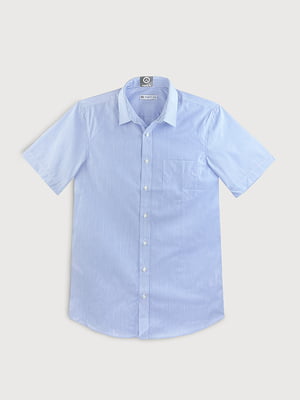 Бавовняна сорочка-теніска класичного блакитного кольору | 6630343