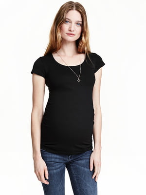 Чорна футболка з бавовни для вагітних | 6630559