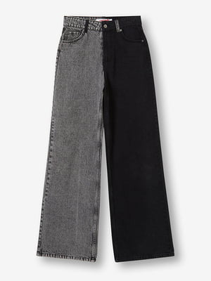 Двоколірні широкі джинси | 6630601