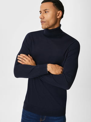 Вовняний светр темно-синього кольору | 6630801