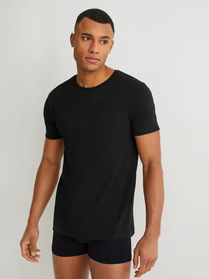 Чорна базова футболка з бавовни | 6630843