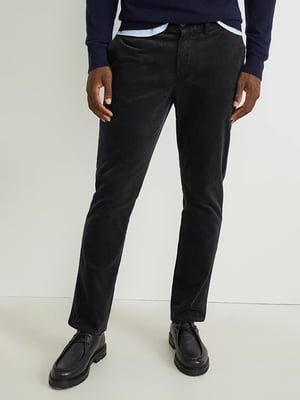 Вельветовые черные брюки-чиносы | 6630869