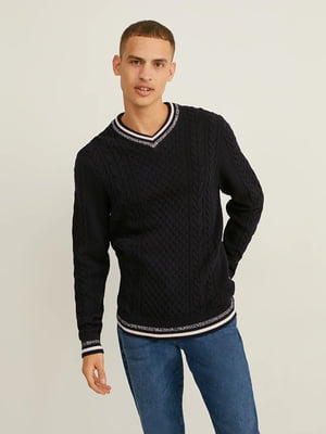 Пуловер бавовняний чорний | 6630918