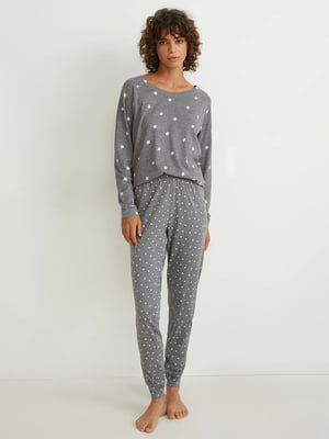 Пижама в принт: лонгслив и штаны | 6630927