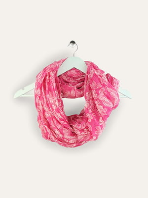 Рожевий шарф-хомут із принтом | 6630928
