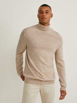 Шерстяной свитер бежевого цвета | 6630976