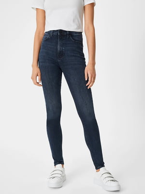Синие джинсы-скинни с высокой талией | 6631006
