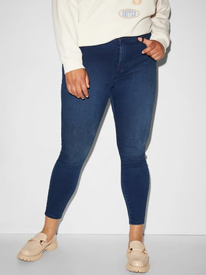 Синие джинсы-скинни с высокой талией | 6631026
