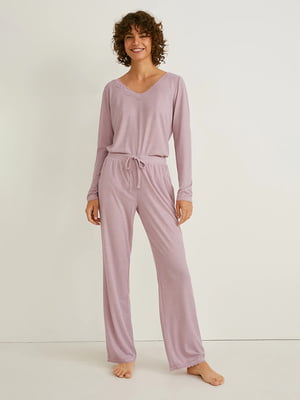 Піжама: рожевий лонгслів та штани | 6631029