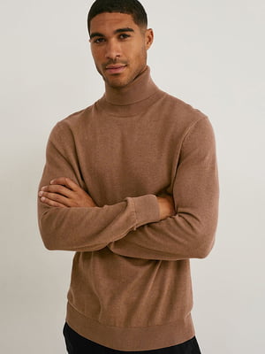 Базовий бавовняний светр коричневого кольору | 6631036
