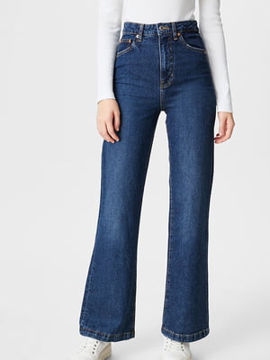 Синие джинсы-клеш с высокой талией | 6631039