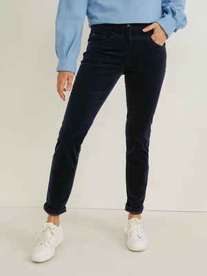 Вельветовые брюки темно-синего цвета | 6631060