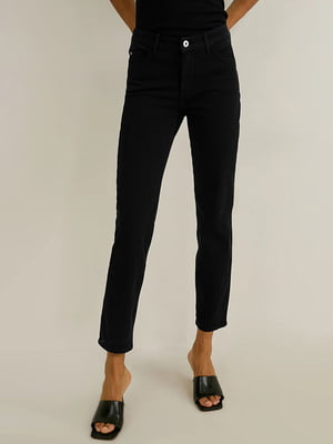 Укорочені чорні джинси slim | 6631084