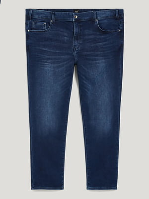 Прямі сині джинси з легкими потертостями | 6631085
