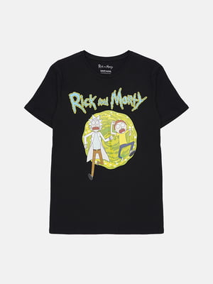 Чорна футболка з принтом Rick and Morty | 6631112