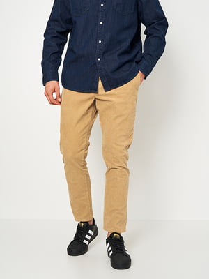Вельветові штани-чіноси бежевого кольору | 6631146
