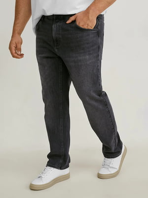 Прямые серые джинсы с легкими потертостями | 6631160