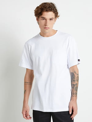 Біла бавовняна футболка з накладною кишенею | 6631163