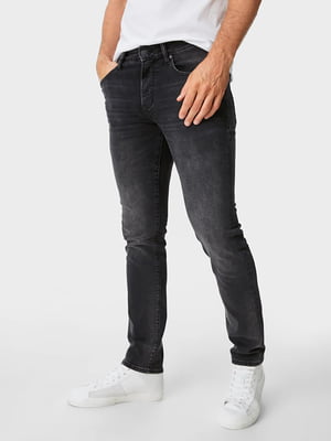 Сірі джинси-скіні з потертостями | 6631187