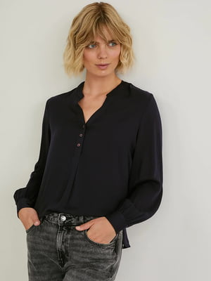 Черная свободная блуза со сборками на спинке | 6631251