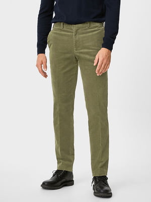 Вельветові штани-чіноси кольору хакі | 6631287