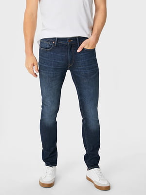 Сині джинси-скіні з потертостями | 6631369