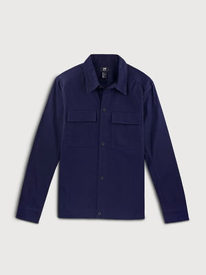 Темно-синяя куртка-рубашка с хлопка на пуговках | 6631393