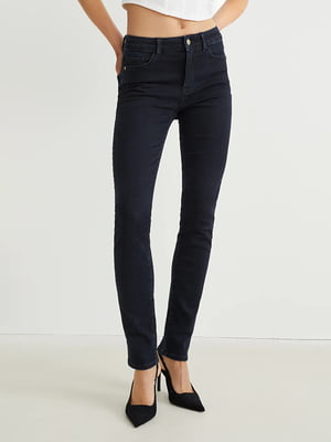 Темно-сині джинси slim із завищеною талією | 6631404