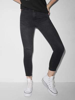 Укорочені темно-сірі джинси skinny | 6631407