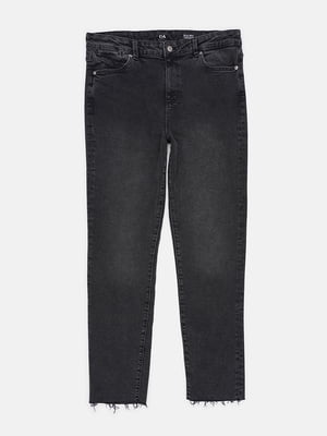 Темно-сірі джинси з необробленим низом | 6631415