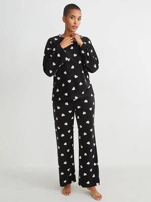 Флисовая пижама:  лонгслив и штаны принтованные | 6631416