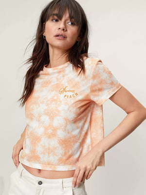 Оранжевая футболка с принтом тай-дай | 6631537